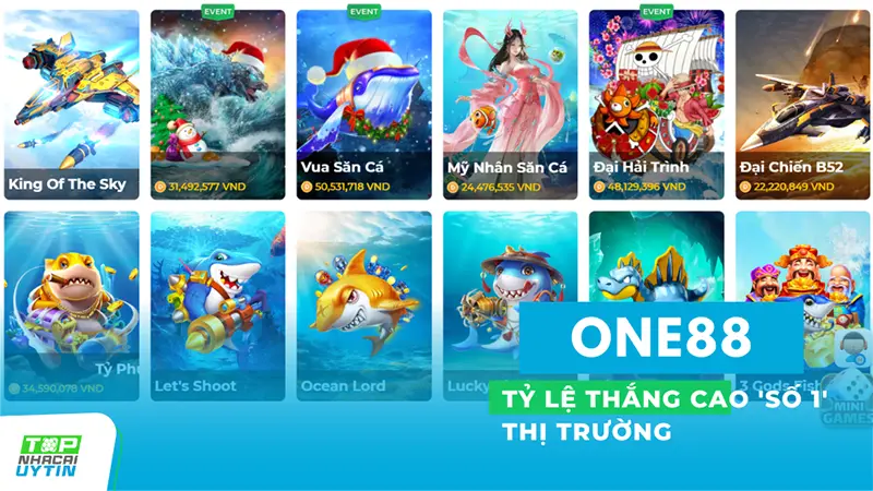 One88 18 Ngoài ra, Bắn cá One88 còn có các tựa game khác như Ocean Lord, Lucky Fishing, Dino Hunt, 3 Gods Fishing, mang đến sự đa dạng và phong phú trong lựa chọn cho người chơi.