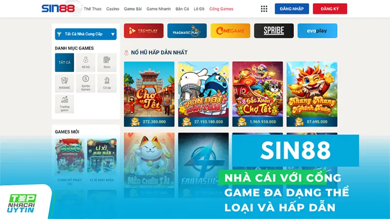 Sin88 20 INGAME và Spribe Games cung cấp những trải nghiệm game độc đáo