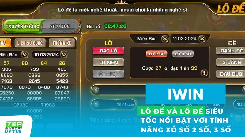 Nổi bật với các tính năng xổ số 2 số và 3 số