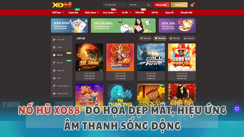 XO88 10 Các tựa game được thiết kế với đồ họa đẹp mắt, hiệu ứng âm thanh sống động, tạo nên một không gian giải trí chân thực và cuốn hút.