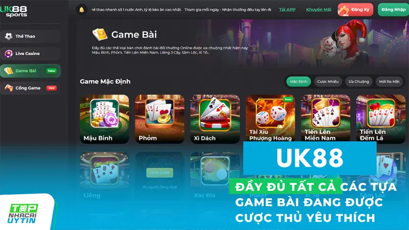 Game bài tại UK88 không chỉ đa dạng mà còn gần như đầy đủ tất cả các thể loại game bài đang được ưa chuộng hiện nay