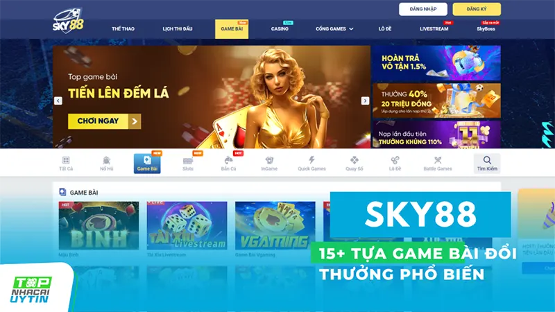 Sky88 – Nhà cái siêu trả thưởng uy tín hàng đầu 12 Với hơn 15 tựa game bài đổi thưởng phổ biến, người chơi sẽ có cơ hội tham gia vào các trận đấu đầy hấp dẫn và thách thức.
