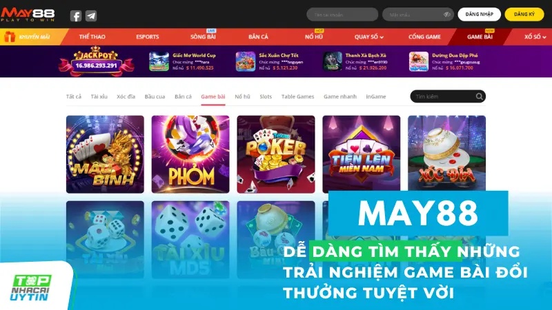 May88 - Nhà cái uy tín chuyên cá cược bóng đá, soi kèo online 14 May88 còn cung cấp một loạt các trò chơi đang hot như tiến lên miền Nam, bài cào, sâm lốc,...