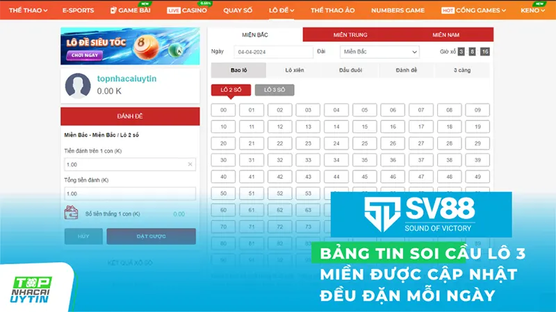 SV88 16 bảng tin soi cầu lô 3 miền được cập nhật đều đặn mỗi ngày với độ chính xác 100%