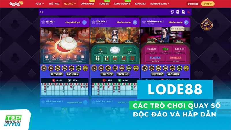 Trải nghiệm game quay số tại Lode88 là một điều độc đáo, đem lại cho người chơi những trải nghiệm đặc biệt với các game quay số chủ đạo như table game và quay số dạng xổ số