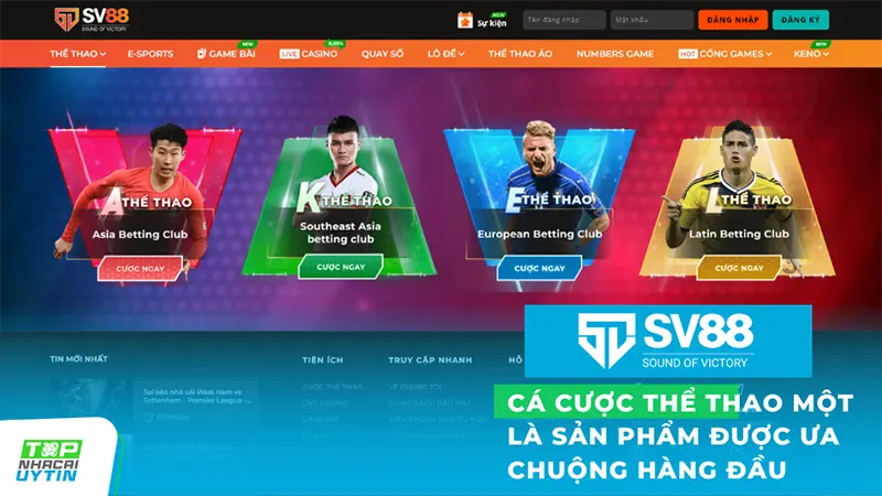 SV88 12 Tại SV88, người chơi có cơ hội tham gia cá cược trên nhiều môn thể thao như bóng đá, bóng rổ, tennis, đua xe, võ thuật và nhiều môn khác.