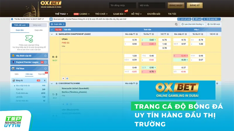 Oxbet 11 Thể thao Oxbet, đặc biệt là mảng cá cược bóng đá, đã trở thành một điểm đến không thể bỏ qua cho những người đam mê thể thao và cá cược trực tuyến.