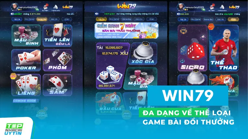 Đa dạng về thể loại game bài đổi thưởng