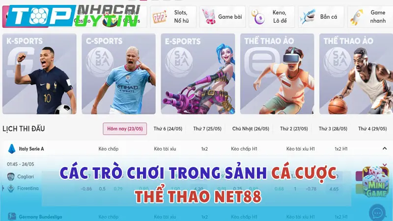 Cá cược thể thao Net88 – Sảnh cược sôi động nhất tại Net88 5 Các trò chơi trong sảnh cá cược thể thao của Net88