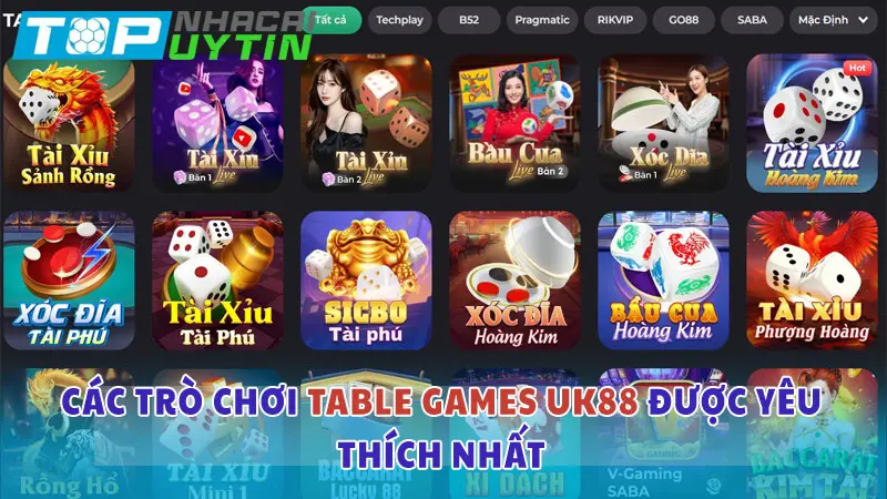 Table Games UK88: Đa dạng các trò chơi hấp dẫn nhất hiện nay 5 Các trò chơi Table Games được yêu thích nhất tại UK88