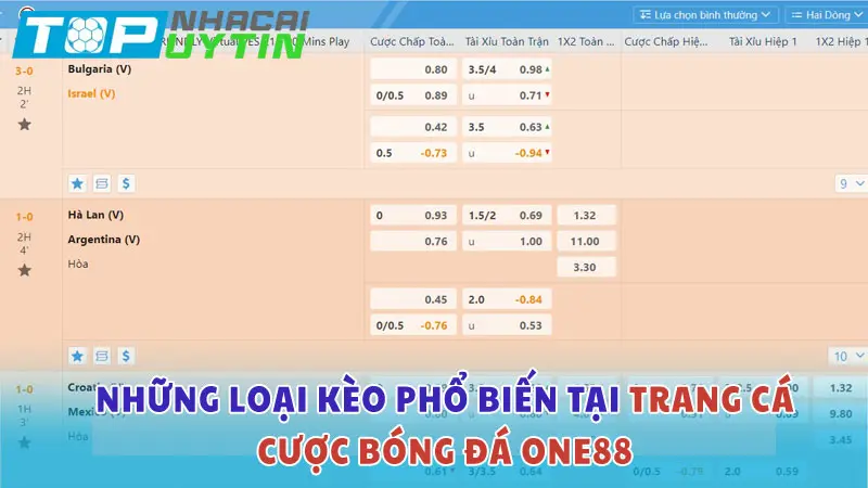 Trang cá cược bóng đá ONE88: Đánh giá và hướng dẫn cược 5 Những loại kèo bóng đá ONE88 phổ biến